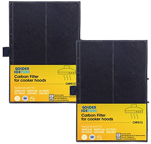 GOLDEN ICEPURE Aktivkohlefilter Dunstabzugshaube Kompatibel mit Bosch DHZ5346, DHZ5345, Siemens LZ53451, LZ53450, Neff Z5102X1, Z5102X5, 2 Stück