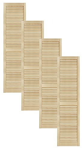 DecoMeister Puertas de Lamas Madera 394x1700 mm - Pack de 4 Pino sin tratar | Puerta interior de Armario de láminas con ventilación Abierta, Hoja de Madera Natural para Bricolaje, Grosor 21 mm