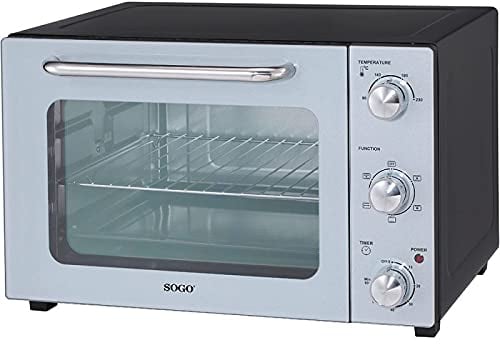 SOGO Horno Eléctrico 35L con Función Rotisería y Convección - Horno de Mesa con 6 Modos de Cocción para Asados y Pasteles - Horno Eléctrico con Termostato Ajustable y Doble Vidrio Aislante