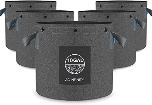 AC Infinity Lot de 5 pots, tissu résistant, sacs de culture réutilisables à aération, 45,4 l, tissu non tissé épais de 500 g, anneaux multi-usages, palissage en douceur des fruits, légumes et fleurs