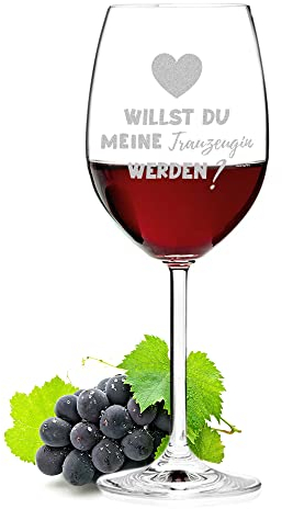 Leonardo Weinglas mit Gravur - Rotwein-Glas 460 ml Fassungsvolumen - Geschenkidee für Frauen - Hochzeit, Trauung, Heirat - spülmaschinengeeignet - Motiv Willst du meine Trauzeugin werden?