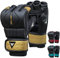Mytra Fusion MMA Handschuhe mit offener belüfteter Handfläche MMA Sparring Handschuhe Kickboxen, Grappling, Training, Cage Fighting Mixed Martial Arts Handschuhe (L, Black/Gold)