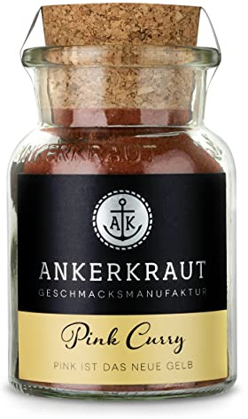 Ankerkraut Pink Curry Gewürz, 80g im Korkenglas, Indisches Gericht Mischung Würzender Zutaten, Einfach Kochen Ohne Geschmacksverstärker, Indien Masala in deiner Küche