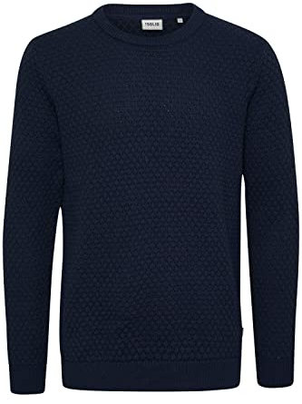 !Solid SDClive Herren Strickpullover Feinstrick Pullover mit Rundhalsausschnitt O-Neck und Struktur Strick, Größe:M, Farbe:Insignia Blue (194010)