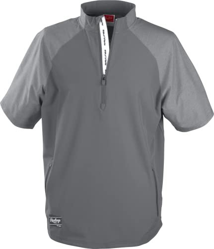 Rawlings Men's Colorsync Short Sleeve Cage Jacket | Adult Sizes | Multiple Colors Shirt, Gray, Large