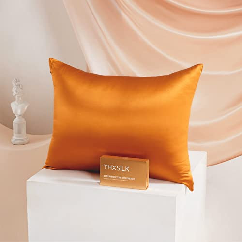 THXSILK 25 Momme Seide Kissenbezug für Haar und Haut - Maulbeerseide Kissenbezug - Hypoallergen mit Versteckter Reißverschluss - Pure Seide auf Beide Seiten … (Luxus-Bronze, 40x80cm)