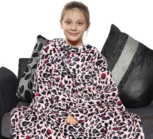 A2Z Unisex Girls Boys Wearable Blanket With Sleeves Super Soft - TV Blkt 154 Pink Kids