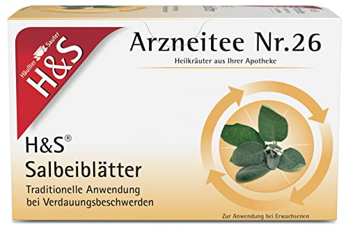 H&S Salbeiblätter: Arzneitee Nr. 26 Tee bei Verdauungsproblemen, Salbei getrocknet, 20 x 1,6 g