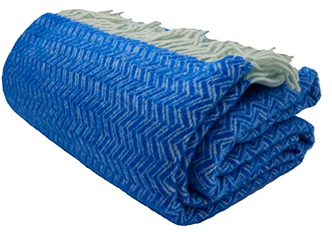 GLAESER Wohndecke - fair de Luxe Wolle pur | Wolldecke aus 100% Wolle | Couchdecke/Sofadecke | Wohlfühlende und Anschmiegsame Kuscheldecke | (Classic Blue)