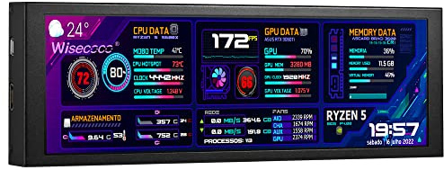 wisecoco 7.84 Inch Mini Monitor HD IPS 1280x400 Schermo Secondario Barra Estesa Schermo LCD con Custodia per Computer Portatile Velocità Temperatura Windows Aida64 CPU GPU Monitoraggio