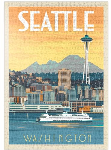 MyPuzzle Seattle, WA: Ferry, Vintage Poster - Premium 1000 Teile Puzzle - MyPuzzle Sonderkollektion von Anderson Design Group