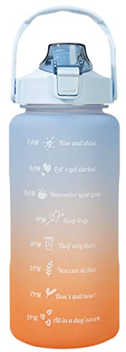 Gusengo Bouteille D'eau - 2L Bouteille D'eau De Grande Capacité, Gourde Paille, Sans BPA, Étanche, Bouteille De Sport Fitness, Sport, Plein Air, Randonnée, Cadeau Les Campeurs Dégradé Bleu