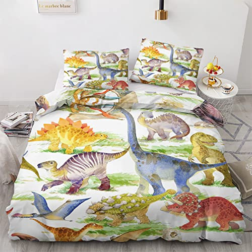 GEDAEUBA Bettwäsche 140x200 Dinosaurier - Kinder Dino Bettbezug 2er Set, Wendebettwäsche und Kissenbezug 70x90, Weiche & Angenehme & Atmungsaktive Mikrofaser Bettwäsche-Sets mit Reißverschluss