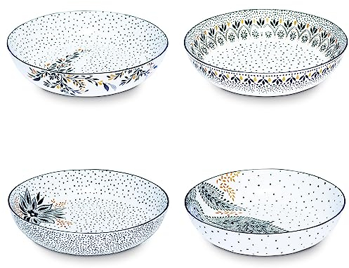 Portmeirion Sara Miller London Artisanne Noir Bol à pâtes bas avec détails dorés 21,8 cm