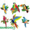 BangShou 6 Stück Tropischer Papagei Hängedekoration, Wabenpapagei Tropische Vogeldekoration für Hawaii-Deko, Sommer Luau Party, Tropical Party (Papagei B)