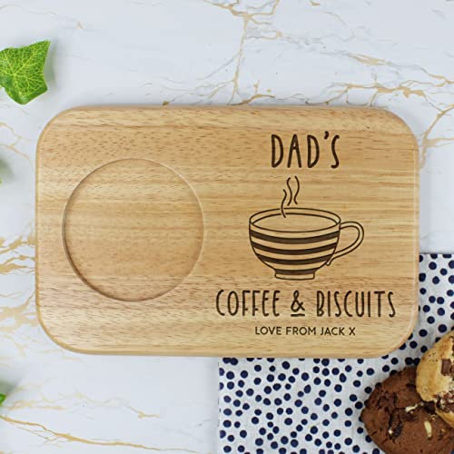 Personalised Grandad's Coffee & Biscuits Board, Wood Treat Board, Snack Tray, Father's Day, Birthday Gift for Grandpa, Dad