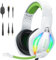 Krysenix PG1 Gaming Headset for PS4, PS5, PC, Xbox one, Switch, Wired Gamer Headphones with LED Light, Ergonomic Design Over Ear Computer Headset with AI Stereo Microphone & 3.5mm Jack, White+Green