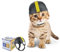 NAMSAN Casque pour animal de compagnie Chien Casque de moto Casque de vélo Chapeau de chien Sangle de menton réglable Casque de chien Convient aux chats - Taille S Noir