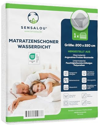 Sensalou Coprimaterasso Impermeabile 200x220 cm per Incontinenza – Traspirante e Antiacaro fino a 30 cm di Altezza – Per Letto Matrimoniale o Boxspring