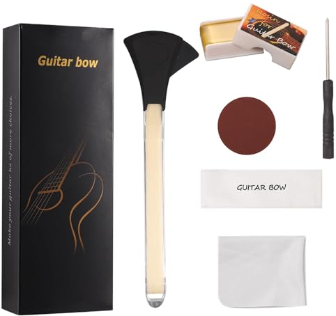 Gitarrenbogen-Set, 2-in-1 Rosshaar-Aluminium-Legierung Gitarrenbogen mit Kolophonium Schleifpapier Tuch Lustige Instrumenten-Spielwerkzeuge Geigen Cello-Klänge Erzeugen Kreatives Geschenk