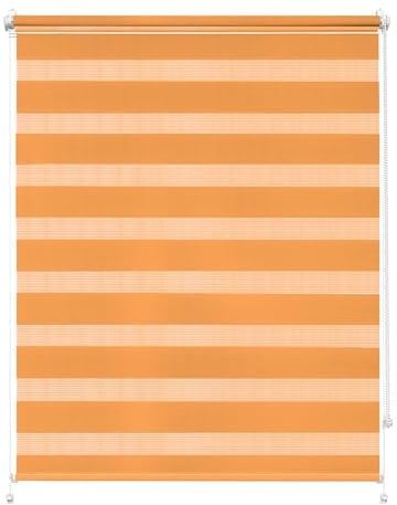 Rettika Doppelrollo Klemmfix ohne Bohren – Orange – Breite 105 cm, Höhe 120 cm – Duo Rollo für Innenräume, Sichtschutz Fensterrollo mit Lichtregulierung