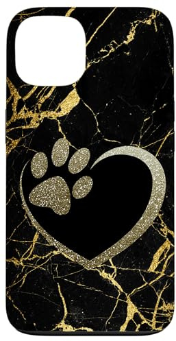 Herz mit Pfote eines Hundevaters oder einer Katzenmutter für Tierliebhaber Hülle für iPhone 13