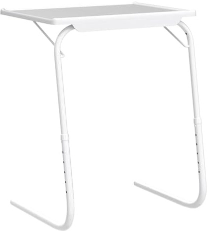 AAMEN Folding TV Tray Table, Adjustable TV Tray Table, portable desk, Easy to Move, Portable, Foldable, Adjustable, Multi Functional TV Trays Table. White