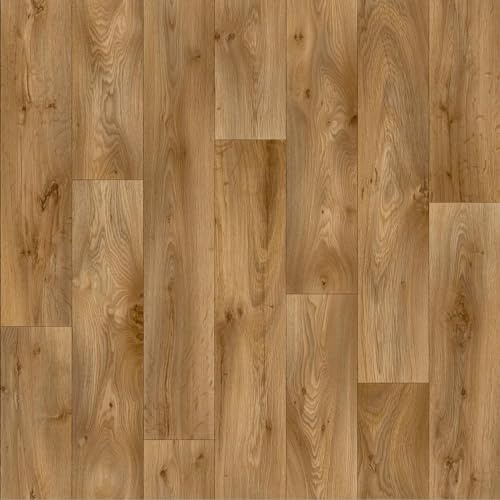 Brown Cottage Oak Siren Vinyl Flooring 4mm Thick Durable Felt Backed Lino Kitchen Bathroom (4m x 8m)