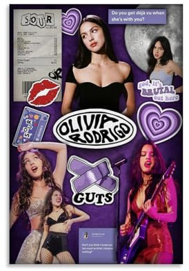 Feioust Olivia Poster Rodrigo Music Guts Vintage Collage Music Posters para habitación Estética Lienzo Arte de Pared Decoración de Dormitorio 12 x 18 pulgadas (30 x 45 cm)
