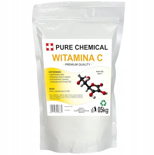 CHOSA L-Ascorbinsäure 100% Reines Vitamin C Pulver für Pool Reinigung 500 g | E300 ohne Zusatzstoffe, Feingranuliert, Eisenentfernung im Poolwasser, Präzise Dosierbar, Wiederverschließbarer Standbeutel