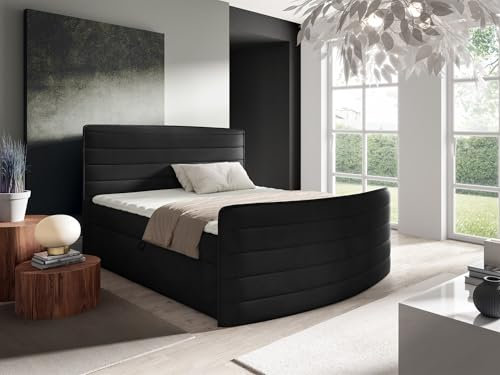 Fun Möbel Boxspringbett Schlafzimmerbett Ambra (Schwarz, 160x200cm)