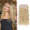 FESHFEN Clip in Extensions, 4PCs Lang Wellig Voller Kopf Haarverlängerungen mit Clips Synthetik Gewellt Dunkelgoldene Mix Beigeblond Haarextension Wavy Haar Extensions Clip in Haarteil für Damen 40 cm