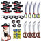 Mocrop 36 PCS Decorazione pirati dei caraibi per Bambini Set Pirata Compleanno per Bambini Decorazione Pirati dei Caraibi Gadget Sull'occhio Baffi Regali Halloween Bambini Set Ragazza Costume Festa