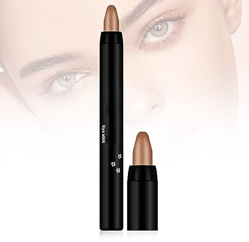 Wasserfester Glitzer Lidschattenstift, 2024 Neuestes 2 Stück Wasserfester Glitzer Lidschatten Stift, Glitter Lidschatten Stick Schimmer Glitter Perle Creme Lidschatten Stick (15 Braun)