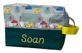 Trousse de toilette enfant personnalisée 8 coloris (VOITURE/PÉTROLE)