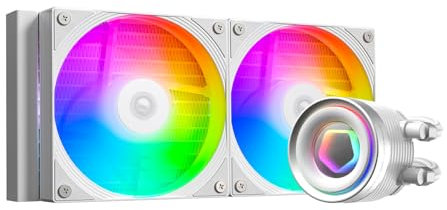 ID-COOLING FX240 INF - Enfriador líquido para CPU de 240 mm, AIO Cooler ARGB Infinity Mirror Effect, 2 ventiladores de cadena de margarita de 120 mm, funcionamiento de bajo ruido 27.2dB (A) máximo,