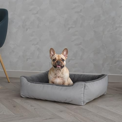Italian Bed Linen Hundehütte Love für Tiere, geeignet für alle Jahreszeiten, hellgrau, 62 x 50 x 17 cm