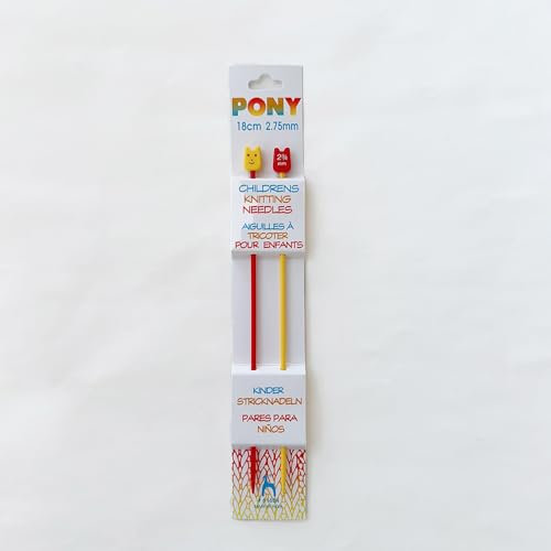 Pony Kinder-Stricknadeln, buntes Tier-Design, Einzelspitze, gerade (18 cm, 2,75 mm)