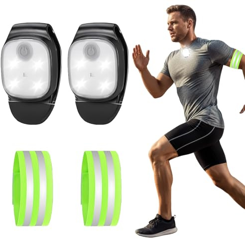YAEGIMHT 2 Pack Clip On Torch, LED Running Lights Clip-on Lights for Runners, USB Rechargeable Night Running Chest Light Hands Free Flashlight for Runners Dog Walking Hiking Joggers (Style 1)