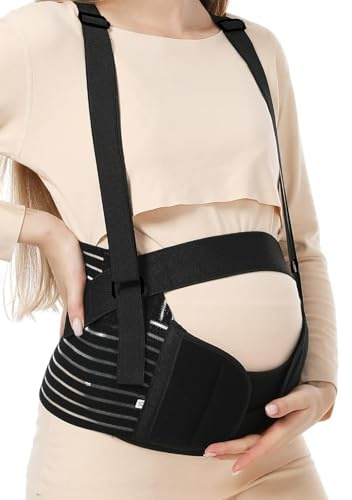 Dryxog Ceinture de Soutien de Grossesse 4 en 1, Gaine de Maintien Abdominal Post-Partum pour Femme Enceinte, Réglable Antidérapant, Confortable pour le Quotidien Taille XL Lot de 4