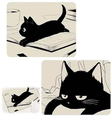 UZYXC 2 Tapis de Souris à Motif de Chat Amusant et Mignon, Tapis de Souris Petit pour Bureau et Maison, Tapis Souris à Motif de Chat, Tapis de Bureau pour Ordinateur