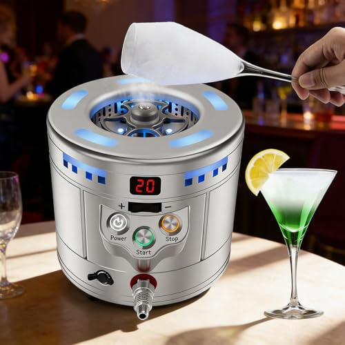 json2xml Commercial Dry Ice Maker with Glass Chilling Function, Pro 304 Stainless Steel Body, 100g CO2 per Block,Dry Ice Maker and Glass Chiller Combo,for Busy Craft Beer and Wine Bars