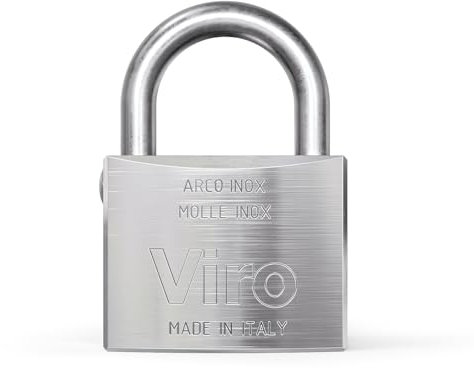 Viro | Mare, Lucchetto, Resistente alla Corrosione, Base in Ottone 30 mm, Arco in Acciaio Inox, Chiusura a Scatto