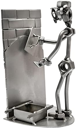 STEEMO Schraubenmännchen Handwerker Stuckateur Verputzer Geschenk Metall-Deko 10x9x18 cm