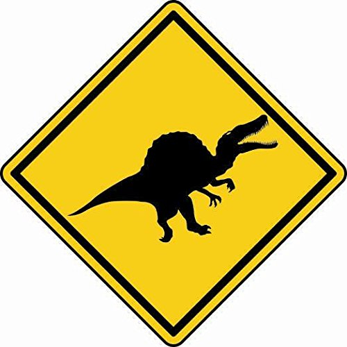 U24 Aufkleber Vorsicht Spinosaurus Dinosaurier 20 x 20 cm Autoaufkleber Sticker