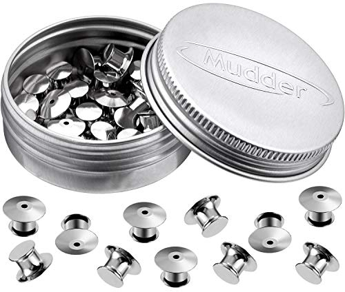 Mudder V-AS1433-30 WedDecor chiusura per fissare fermagli, libri, targhette con nome, ganci, artigianato, fai da te, non sono necessari attrezzi, colore argento, 30 pezzi, Ottone, 10 mm