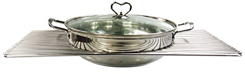Edelstahl Grillrost 54 x 34 cm Expert + Edelstahl WOK + Griffe + Ø 29 cm