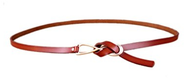 Ele Gens Damen Leder Schmal Gürtel Taillengürtel Hüftgürtel Belt (Braun)