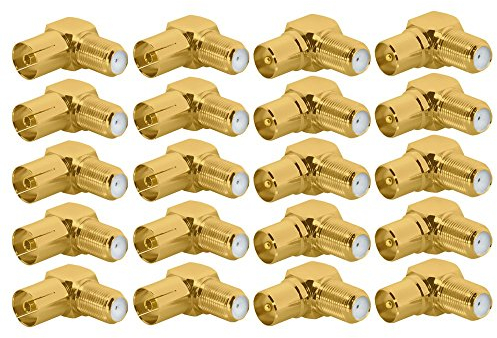 ARLI 20x TV Winkeladapter vergoldet – 10x IEC Stecker + 10 IEC Buchse 9,5 mm auf F-Kupplung | 90° Koax Antennenadapter Set für SAT DVB-T2 DVB-C2