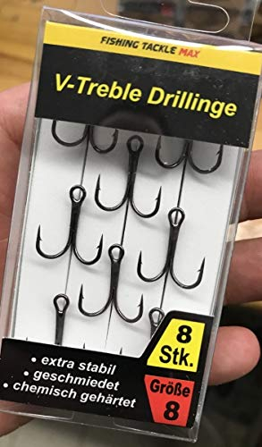 FTM Seika Pro Drillinge V-Treble - Drillingshaken zum Spinnangeln auf Hechte, Zander & Barsche, Angelhaken, Raubfischhaken, Größe/Packungsinhalt:Gr. 8/8 Stück